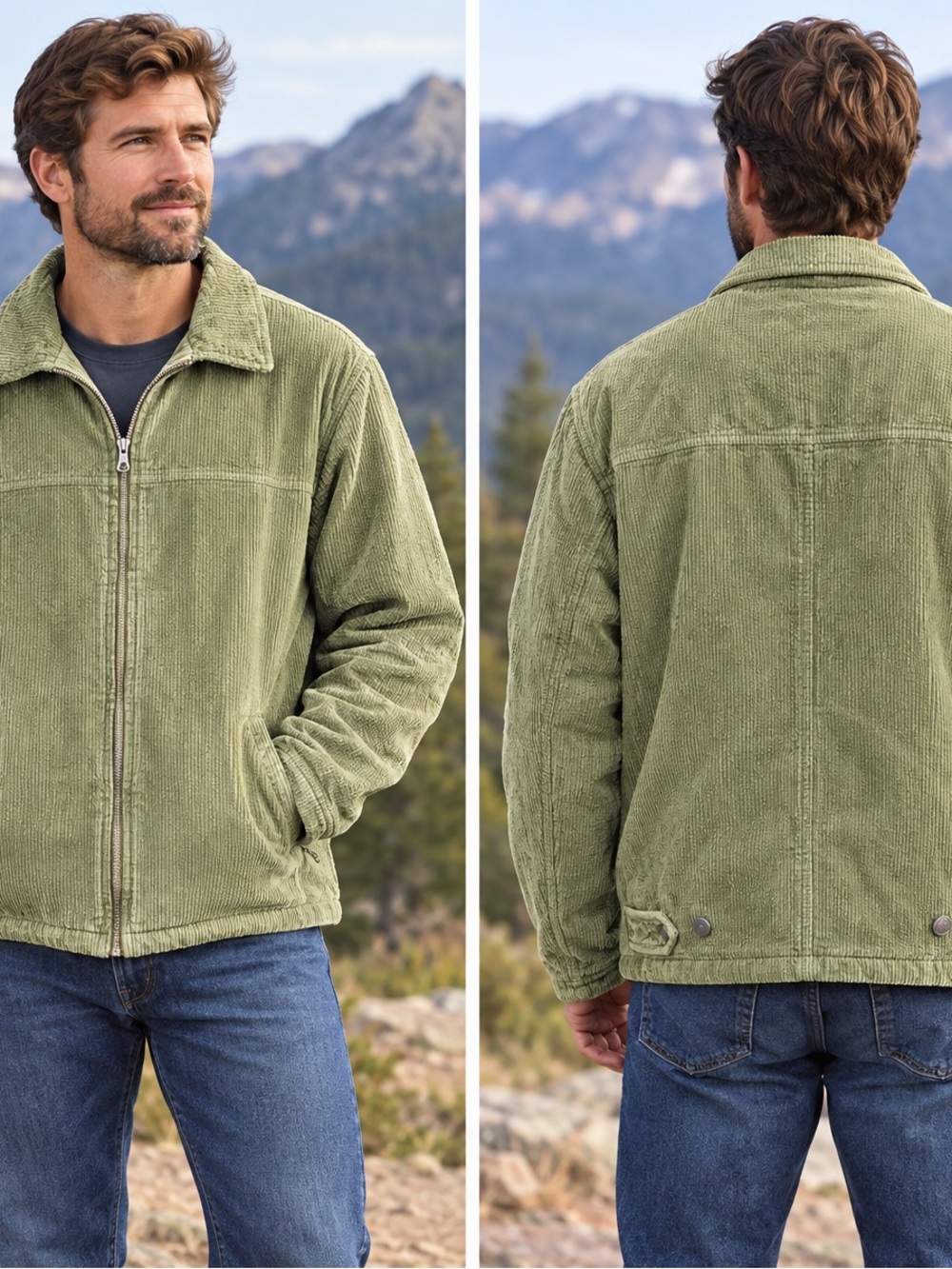 Men's Patagonia vintage khaki Corduroy Zip Jacket organic cotton small